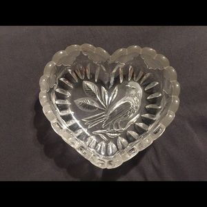 Hofbauer Byrde etched glass heart bowl